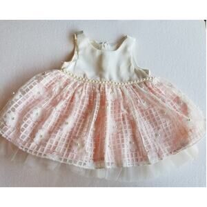 American Princess dress 6 months lacy pale pink with faux pearls